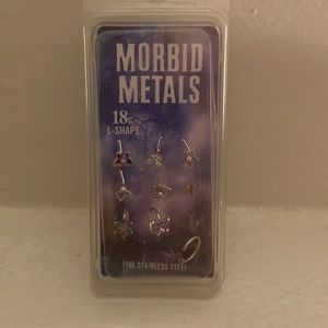 Steel Silver Purple Butterfly Nose Stud & Hoop 9 Pack